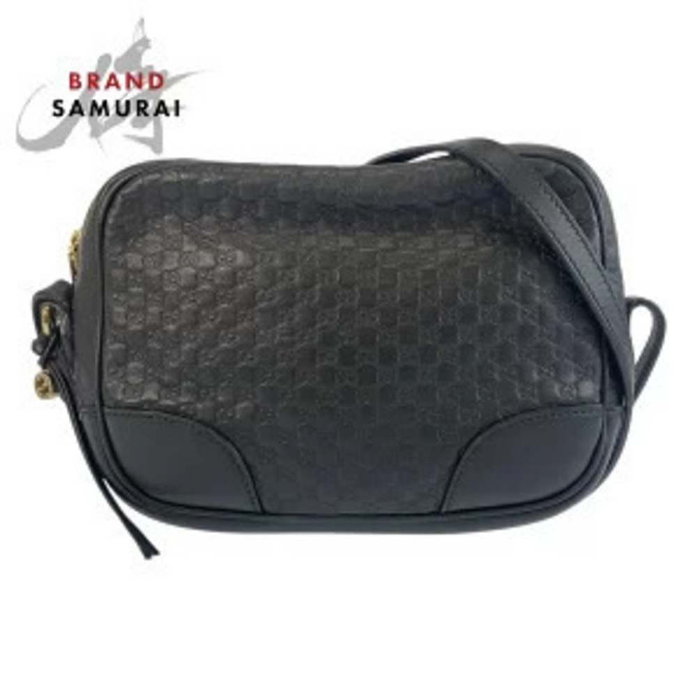 Gucci Guccissima Interlocking Black Leather Shoulder Bag